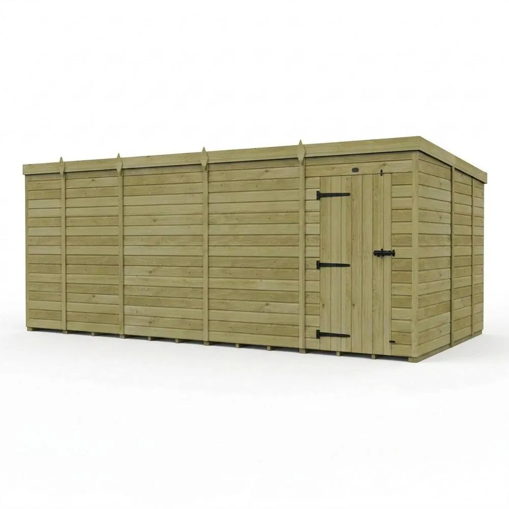 Buttercup Farm 17ft x 9ft Pent Garden Shed Single Door No Windows - Timber in Brown