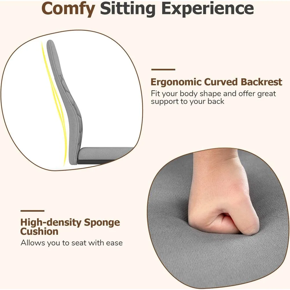 Costway Modern Dining Chair Set of 4 Armless Kitchen Chair-Grey in Grey 2