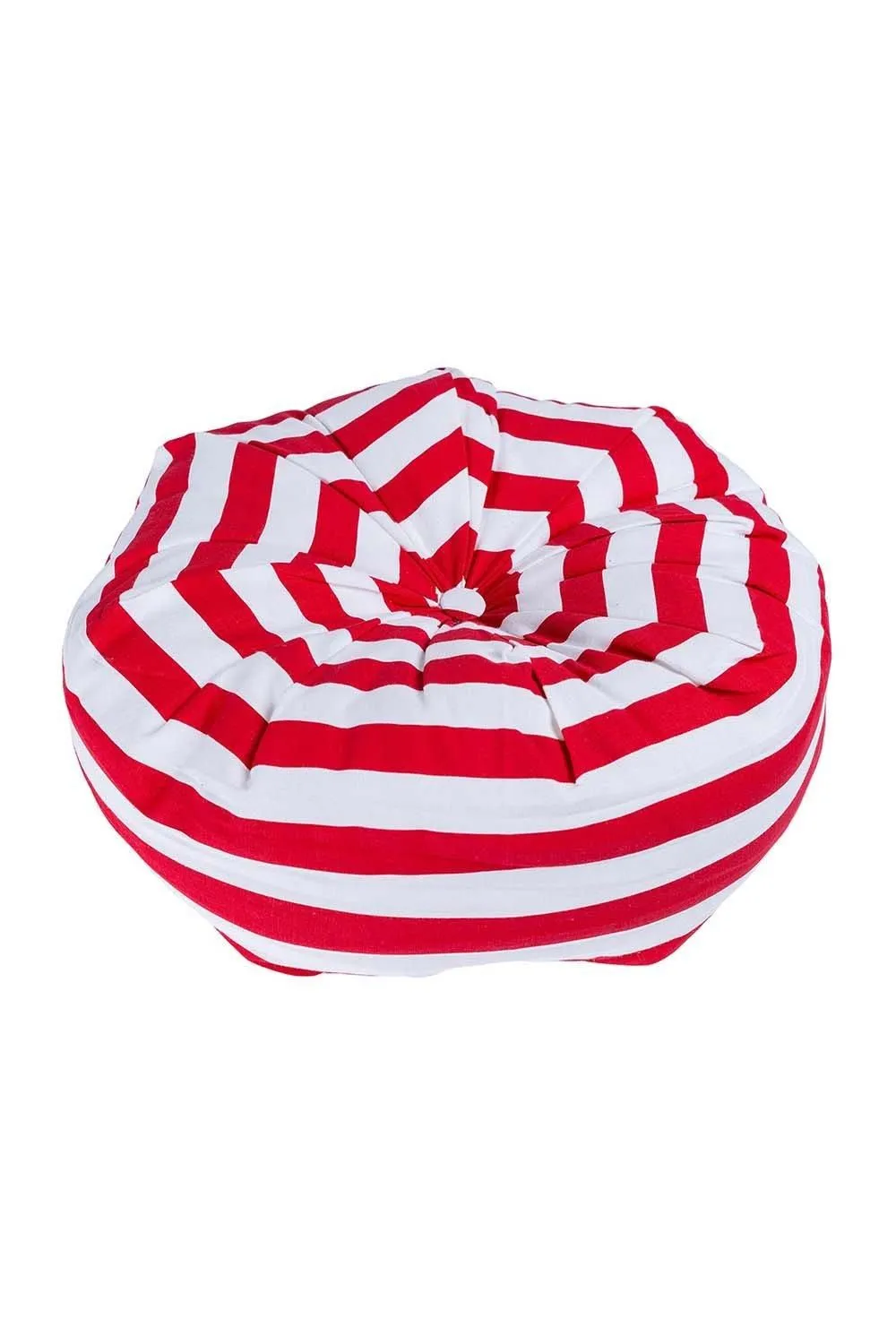 Homescapes Stripe Pleated Round Floor Cushion in Red 3