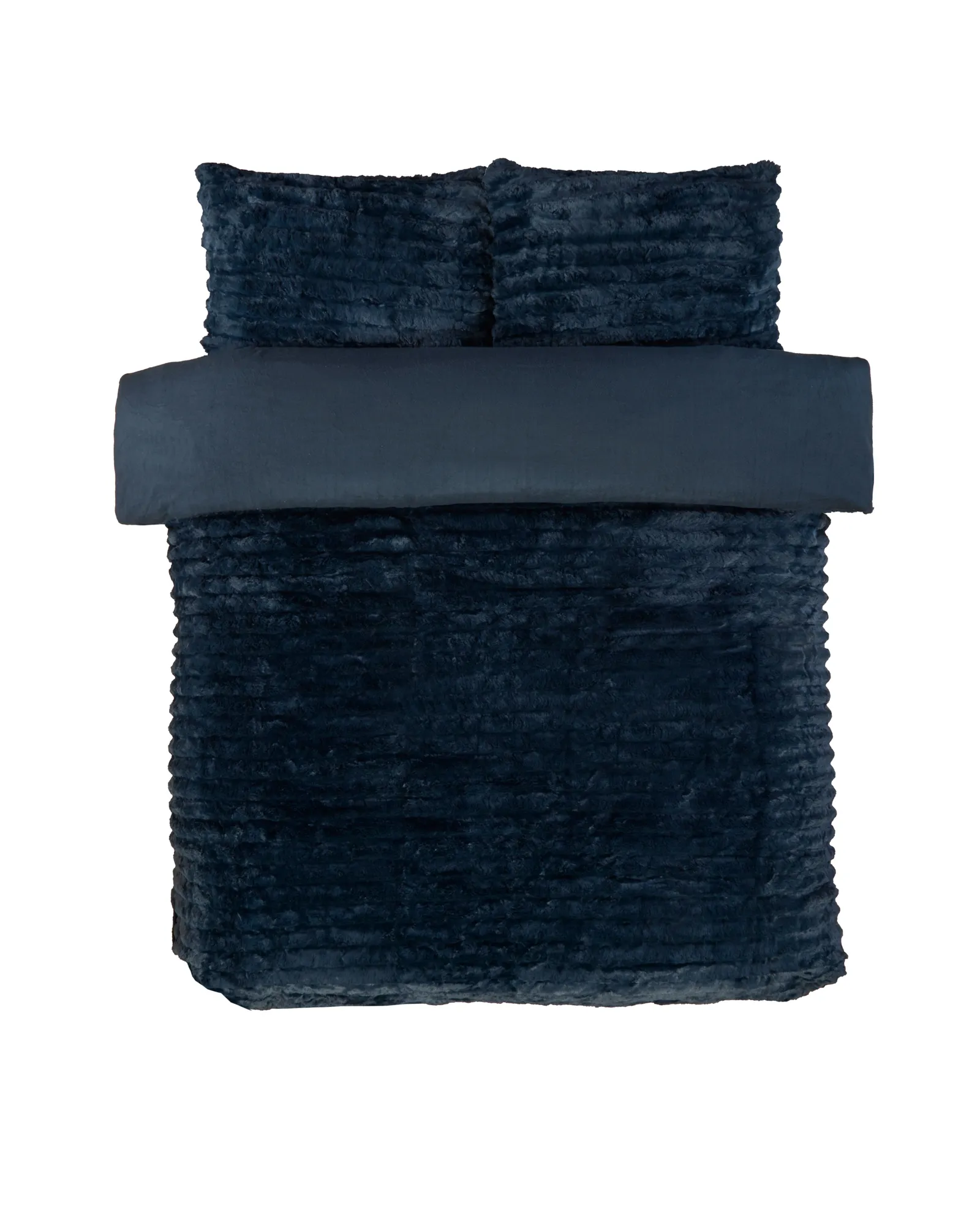 Rapport Home Chunky Ribbed Fur Polyester Soft & Cozy Duvet Cover Set With Pillowcase in Charcoal 2