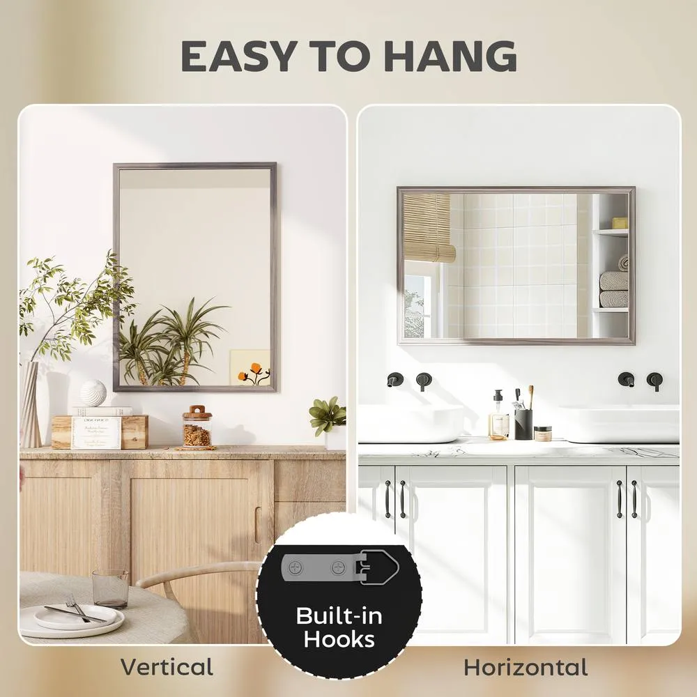 HOMCOM 50 x 70 cm Wall Bathroom Mirror, Vanity Mirror, Grey 5