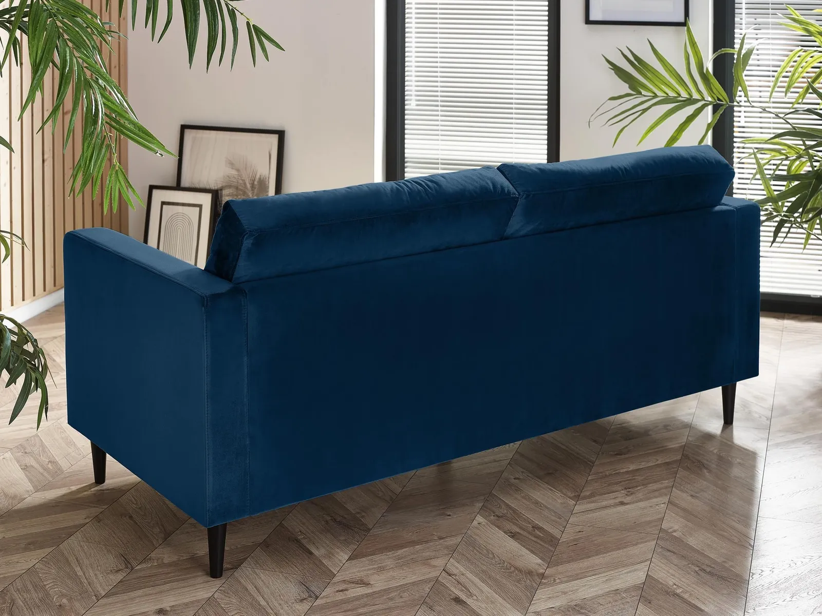 FurnitureboxUK Jade 3-Seater Soft Touch Velvet Sofa With Solid Wood Frame in Navy 3
