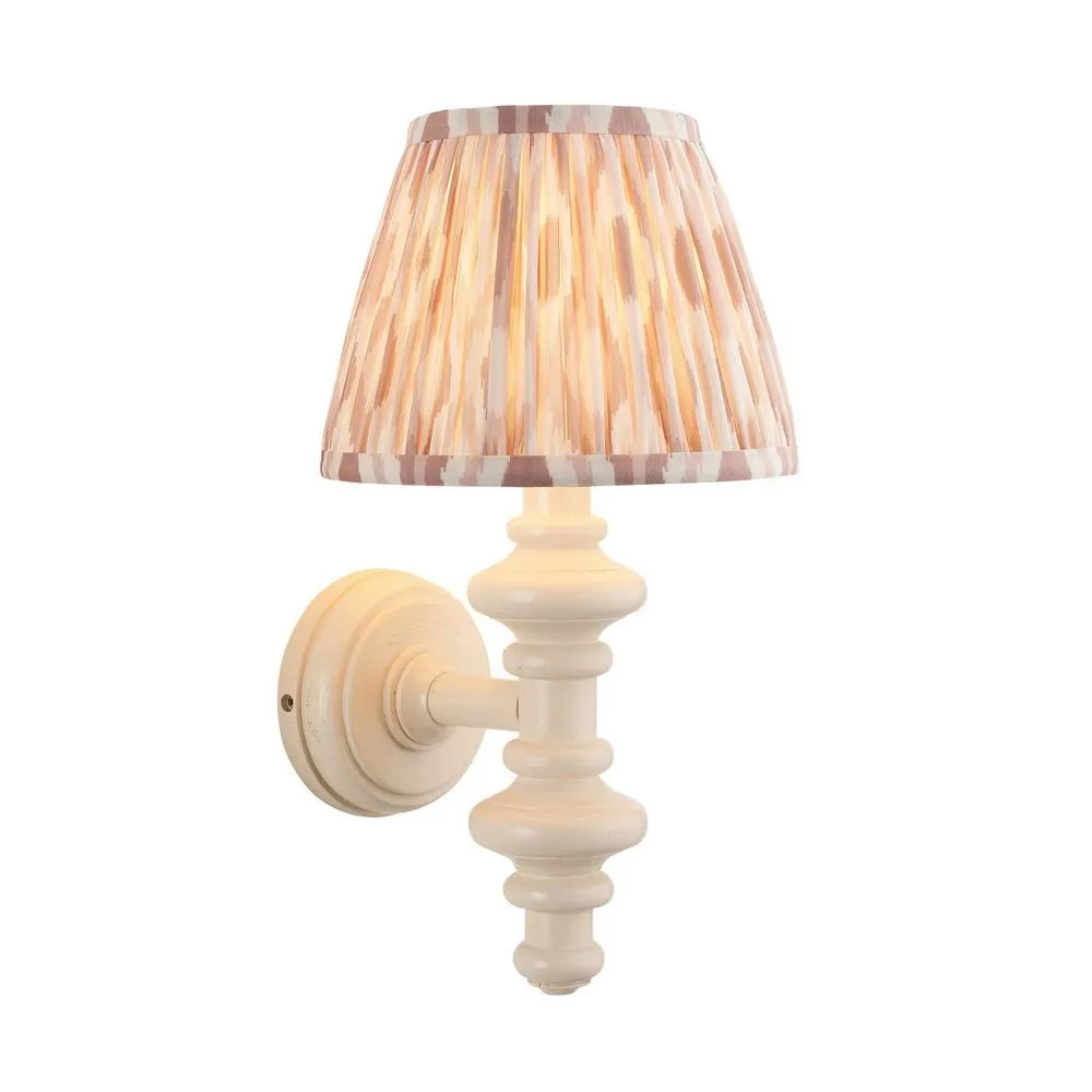 Netlighting Carnaby Almond White Wall Light Fabric Ikat Shade 20cm B22