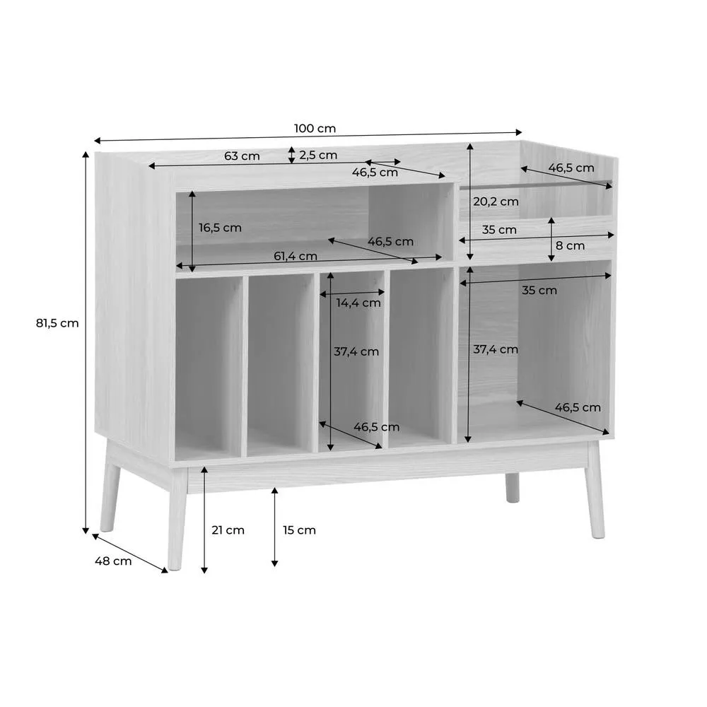 sweeek 130cm vintage vinyl furniture XL with wood effect in Beige 3