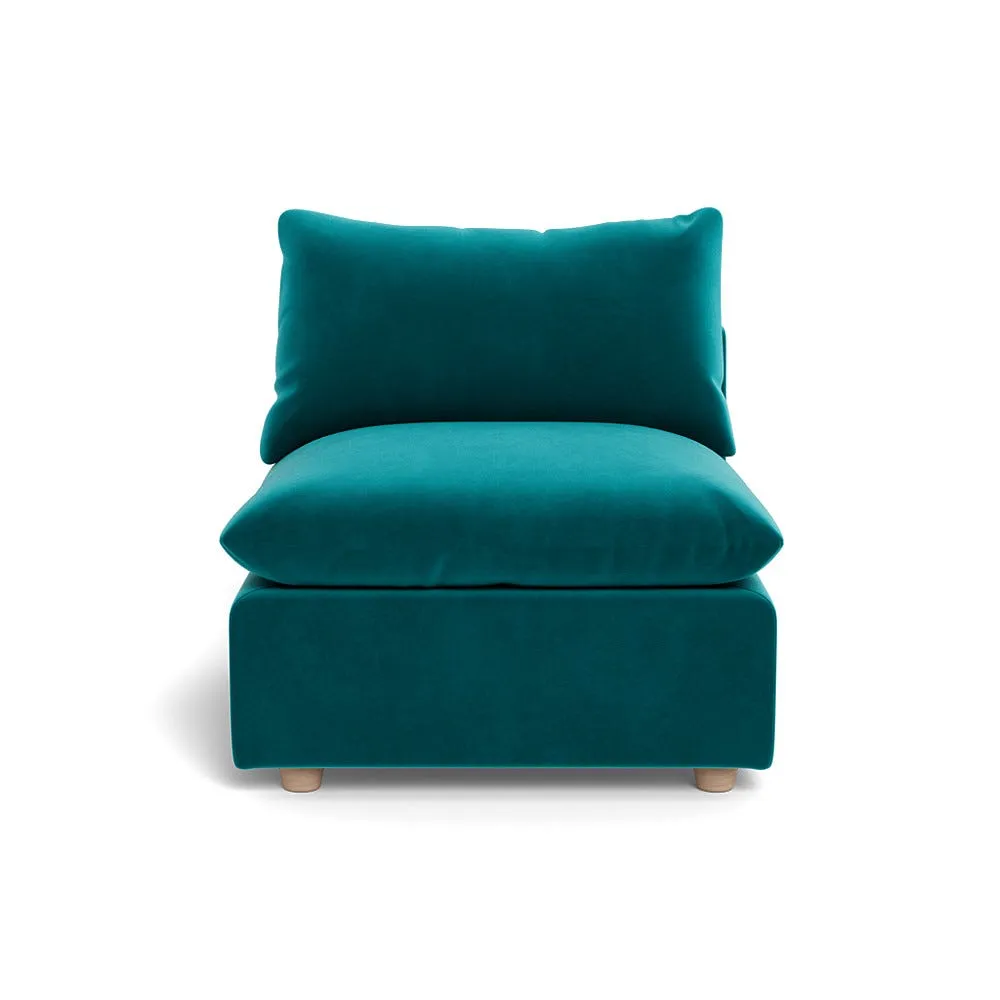 Heal's Astrid Single Unit Smart Velvet Petrol Natural Beech Feet 1
