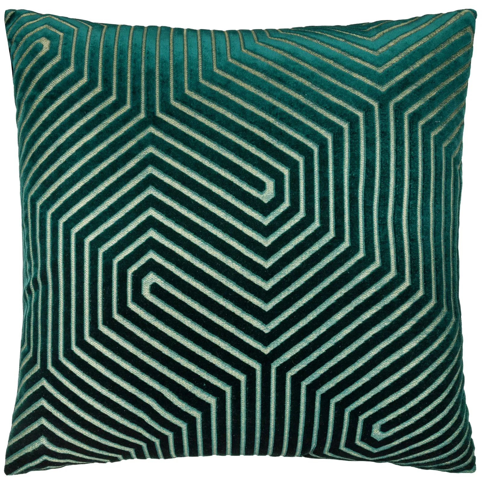 Paoletti Evoke Cut Velvet Cushion Emerald, Green 2