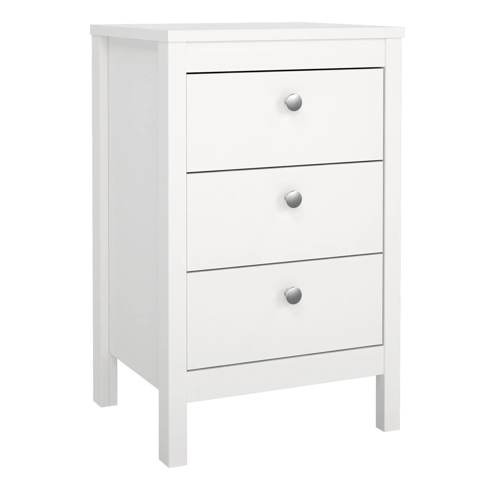 Furniture To Go Madrid Bedside Table 3 Drawers in White