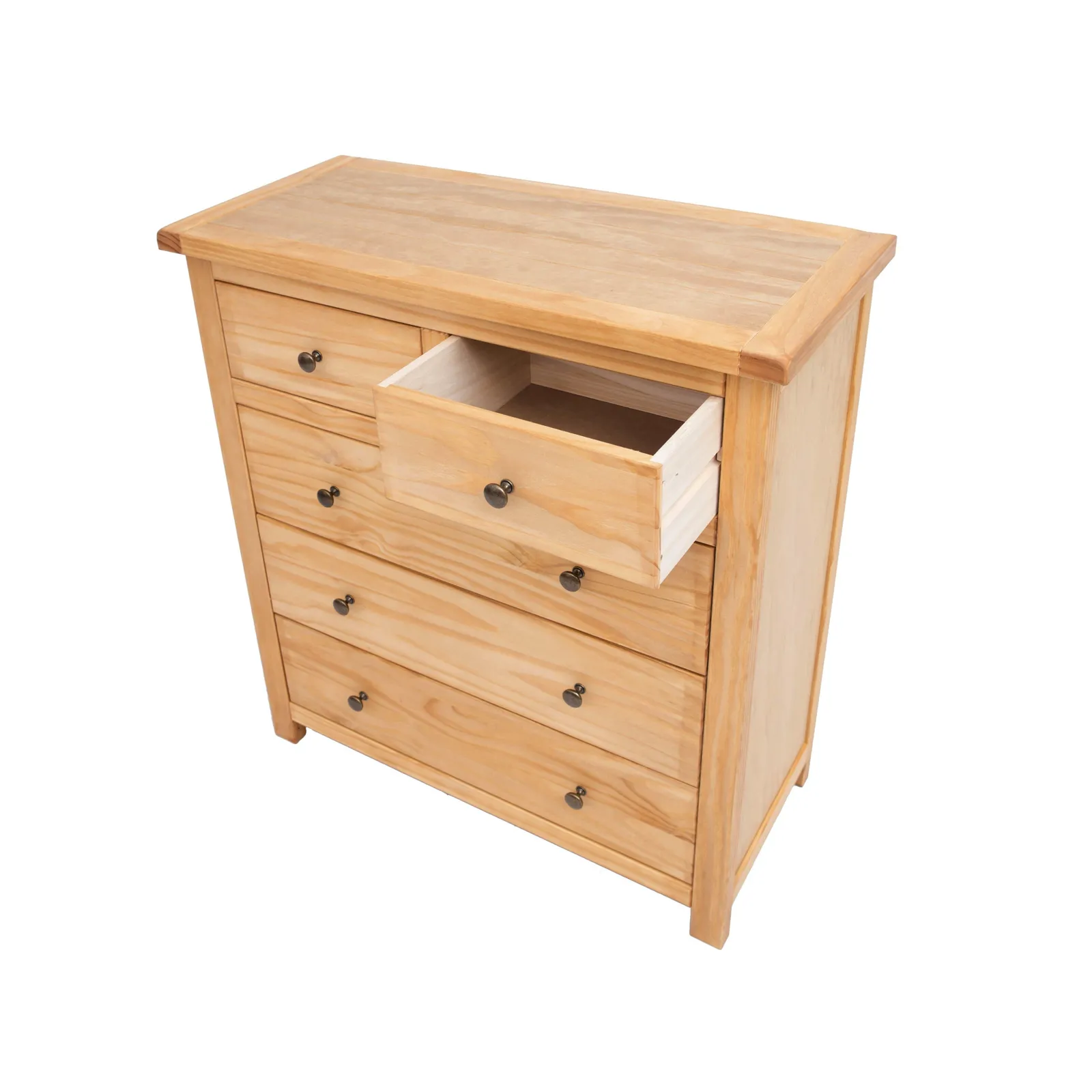 Cabinet Bits Lugo 4 Drawer Chest of Drawers Brass Knob in Light Brown 4