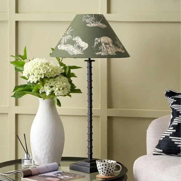 Pacific Lifestyle Everett Ribbed Metal Stick Table Lamp Base with Nala Safari Shade