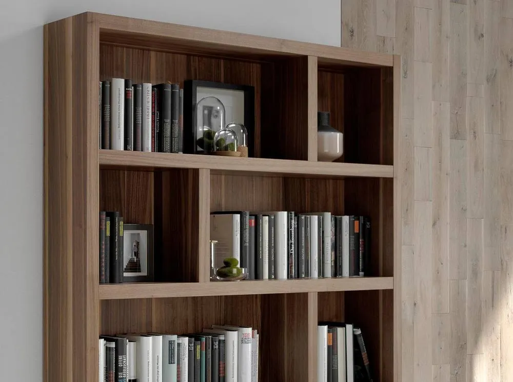 Angel Cerda Walnut Veneer Bookcase 126x25x197 cm Model 5