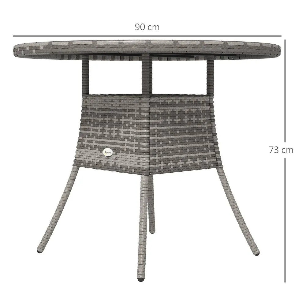 OUTSUNNY Outdoor PE Rattan Dining Table w/ Wood-plastic Composite Top, Grey 3