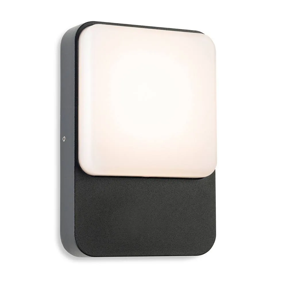 Netlighting Hero LED Wall Light Graphite with White Polycarbonate Diffuser IP54 in Grey