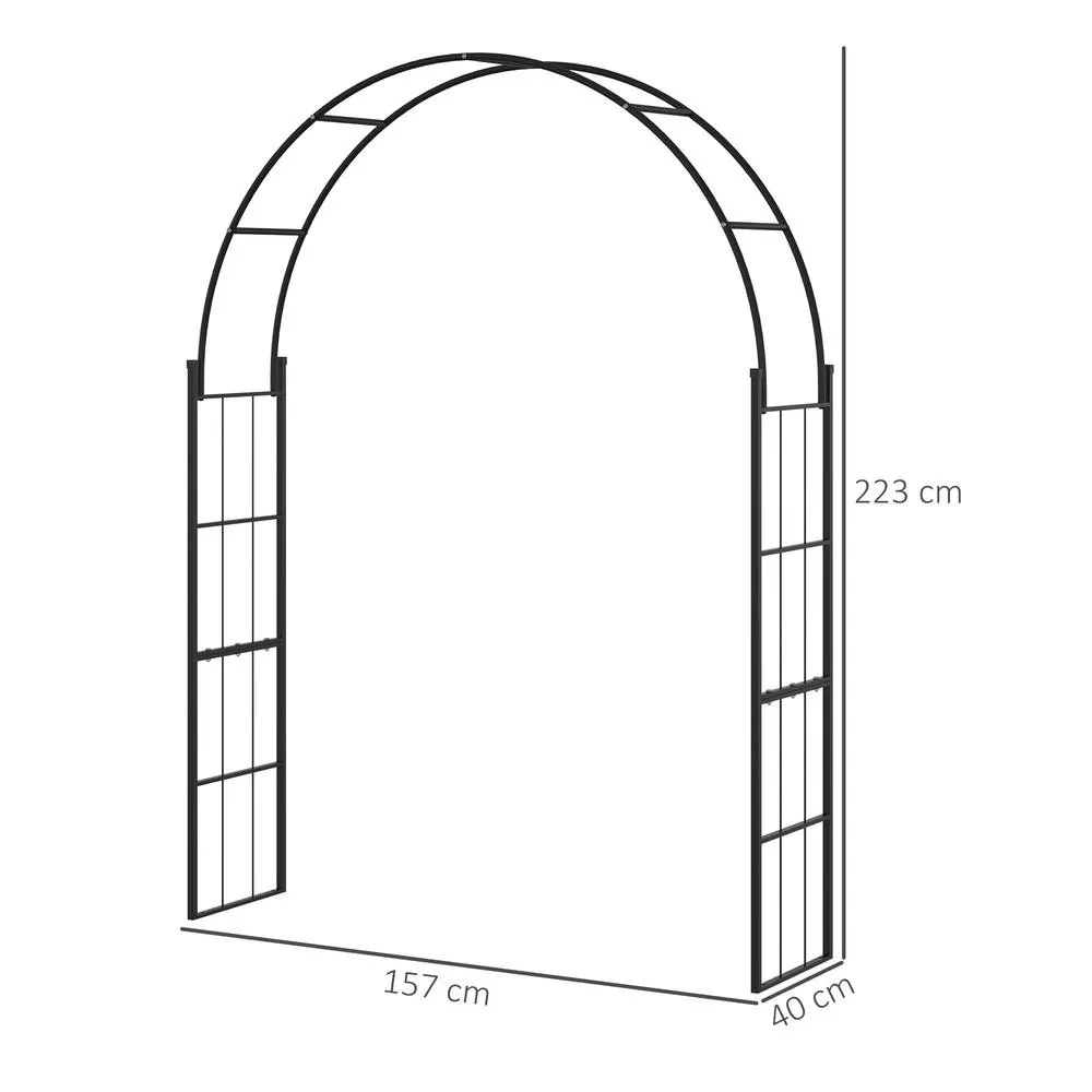 OUTSUNNY 223cm Garden Arch Trellis, Outdoor Wedding Arbor for Roses, Vines in Black 3