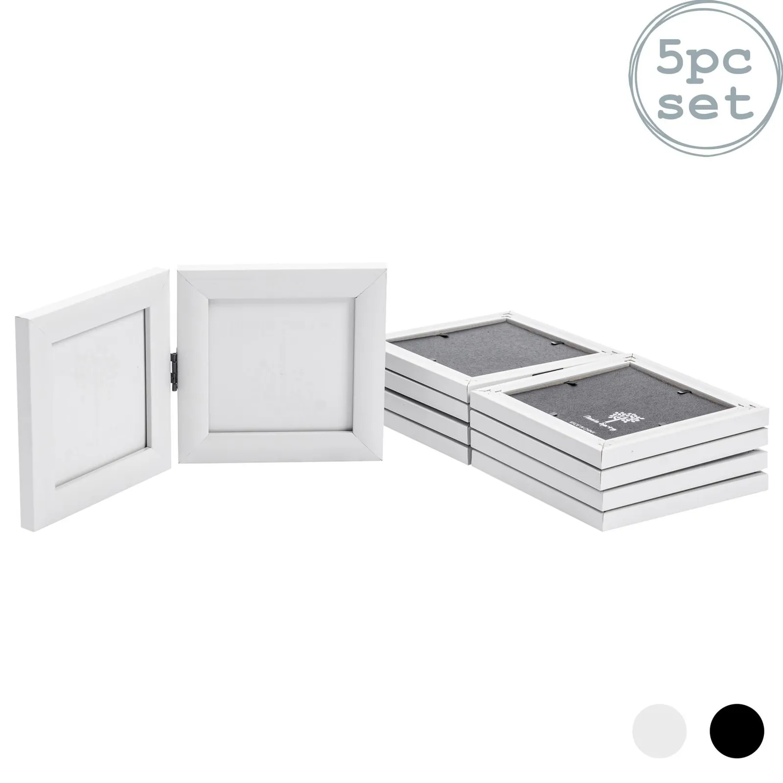 Nicola Spring Folding 2 Photo Frames - 4 x 4" - Pack of 5 in White 1