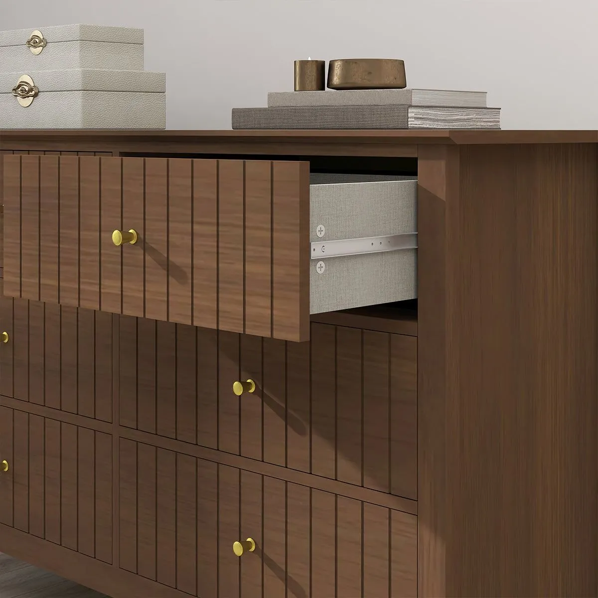 Melody Maison Large 6 Drawer Chest Of Drawers - Hales Dark Wood Range in Brown 6
