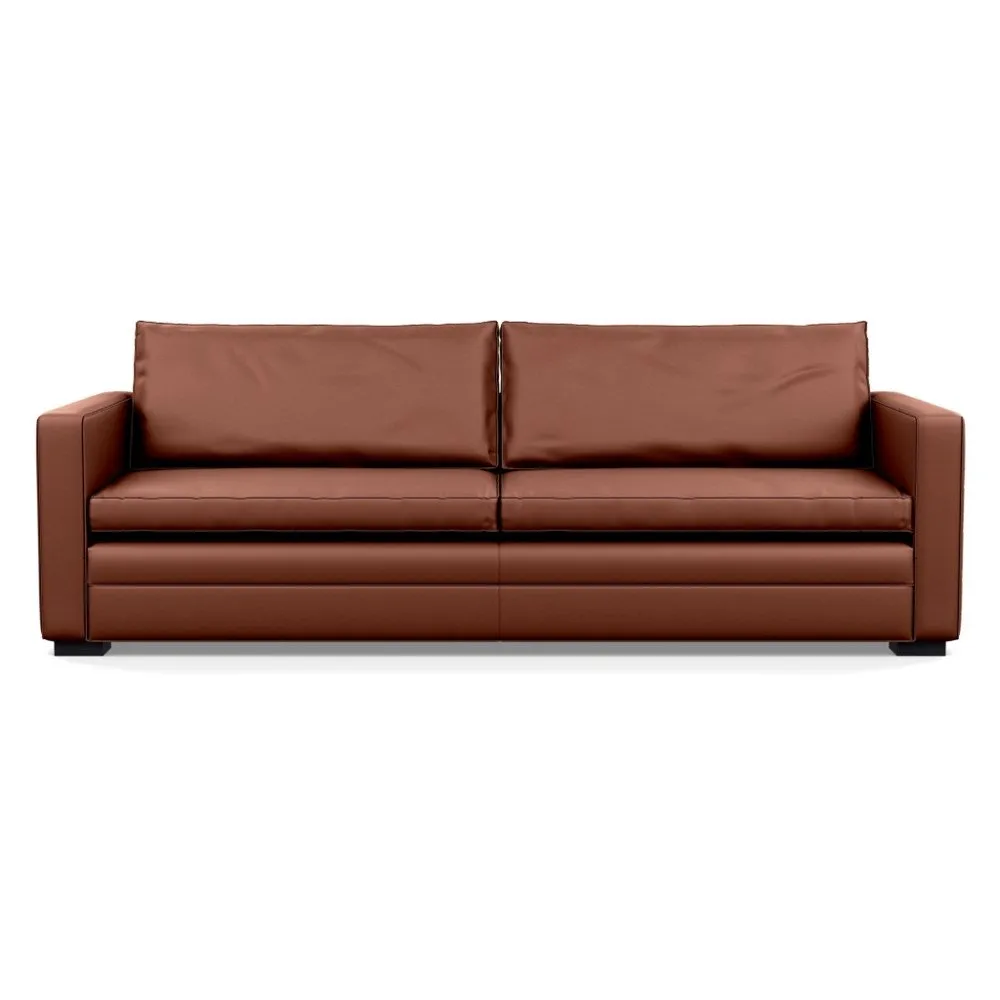 Heal's Palermo 5 Seater Sofa Leather Grain Dark Brown 068 Black Feet 1