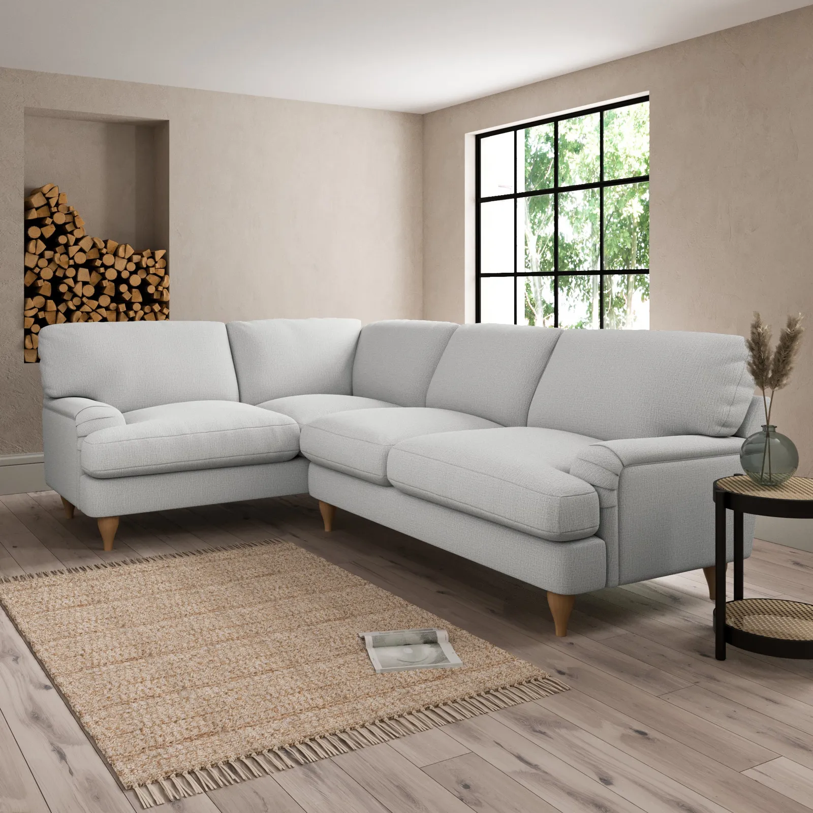 Darwin Textured Weave Left Hand Corner Sofa Silver