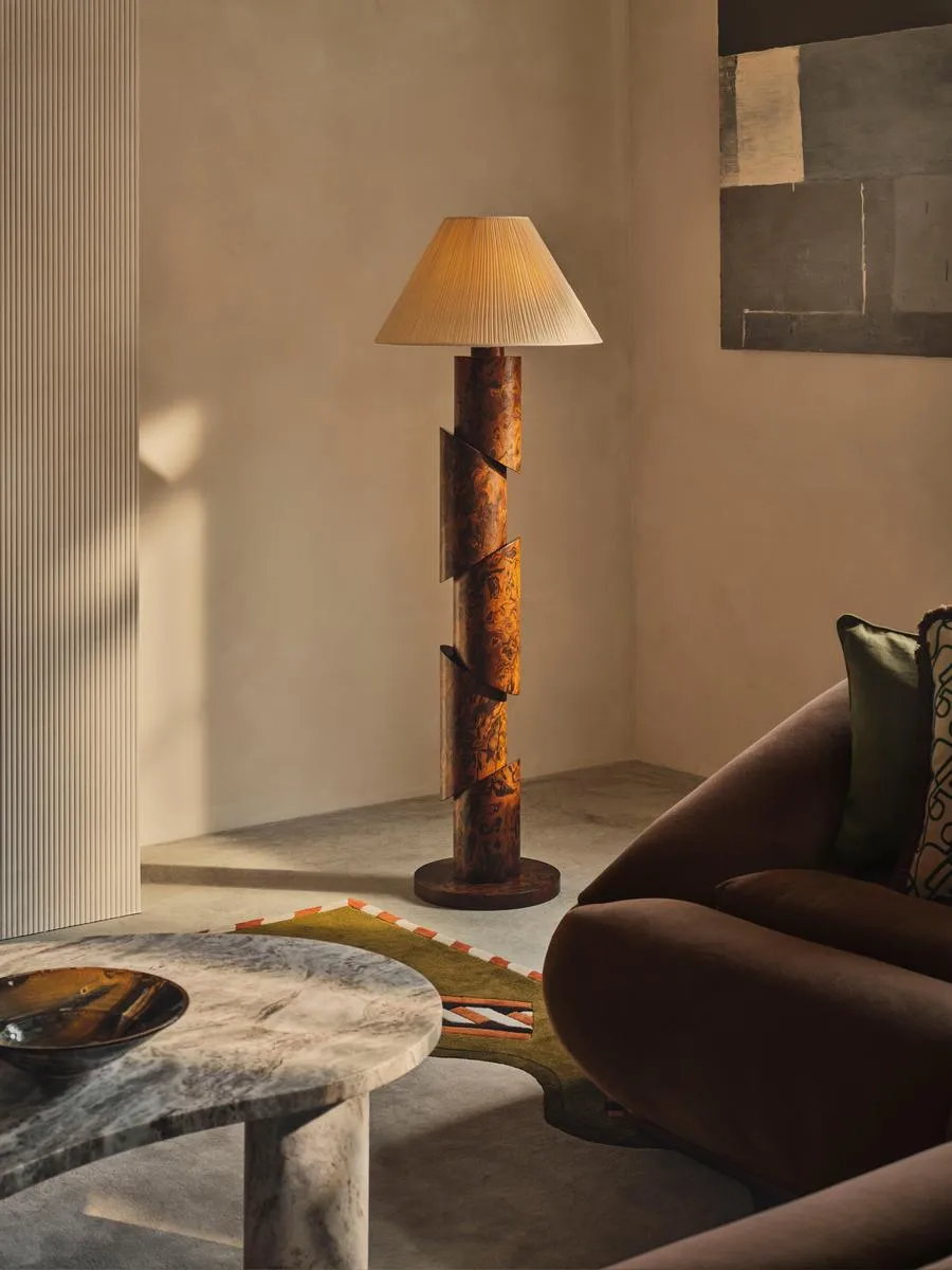 Franco Floor Lamp, Abstract Burl