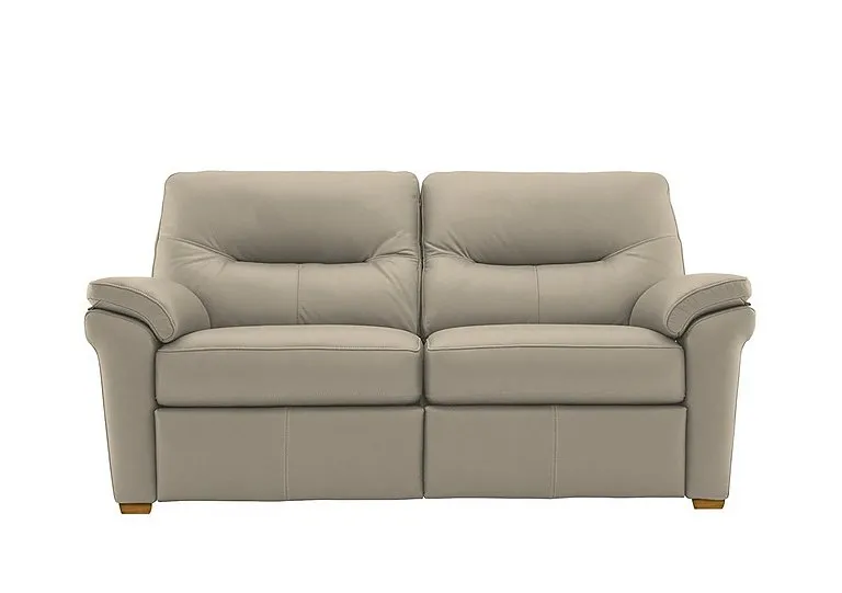 Seattle 2.5 Seater Leather Sofa with Wooden Feet - Oxford Mushroom