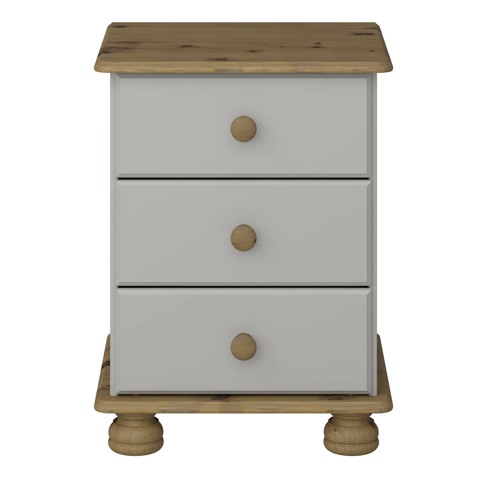Colburn Grey 3 Drawer Bedside Grey