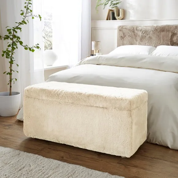 Elysia End of Bed Ottoman, Faux Fur
