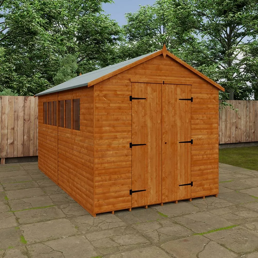 Buttercup Farm 14 x 8 Feet Loglap Workshop 15mm Shed - L415 x W235 x H254.5 cm in Burnt Orange 6