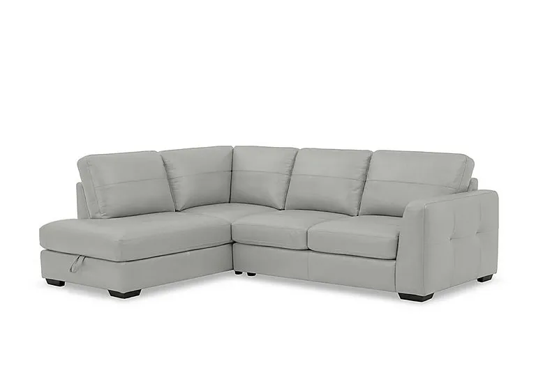Dinky Leather Left Hand Facing Corner Sofa with Storage Chaise End - Lead Grey - Sofas and Armchairs - In Time for Christmas