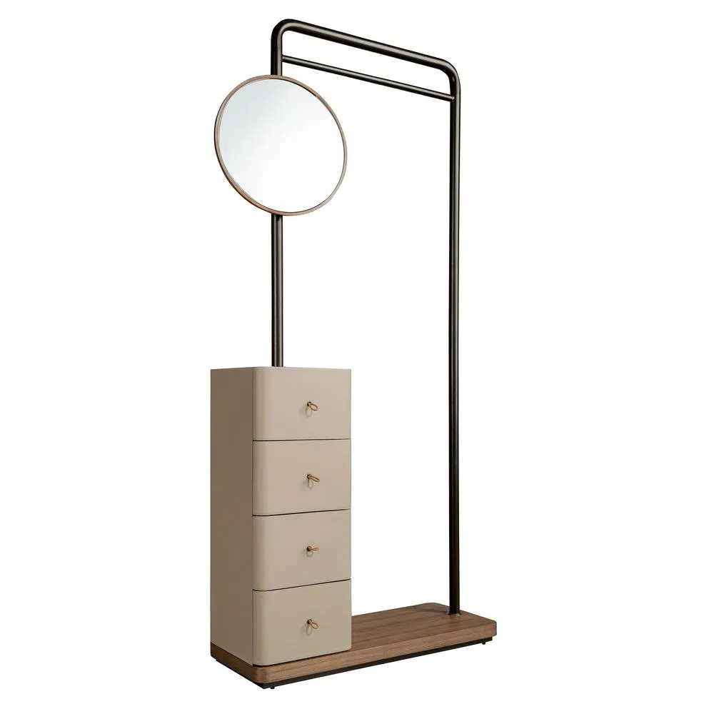 Angel Cerda Mink Faux Leather, Walnut & Black Steel Coat Rack 6