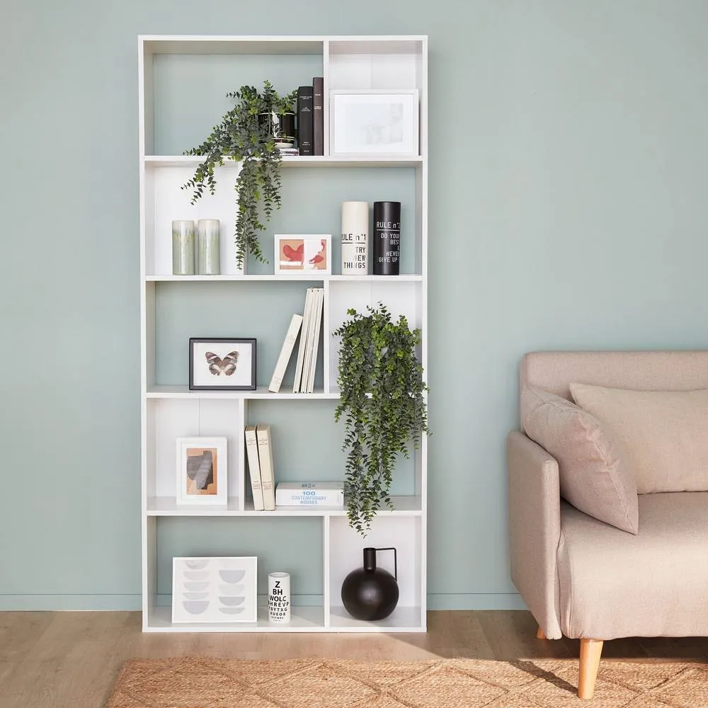 sweeek 5-shelf Bookcase With 10 Compartments in White 4