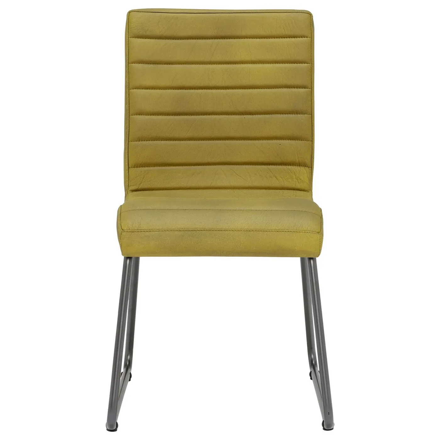Titus Leather Dining Chair - Yellow - Leather - Striped - W45 x D63 x H87cm - Barker & Stonehouse