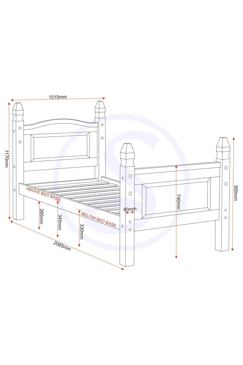 Seconique Corona 3' Single Bed High Foot End in Natural 6
