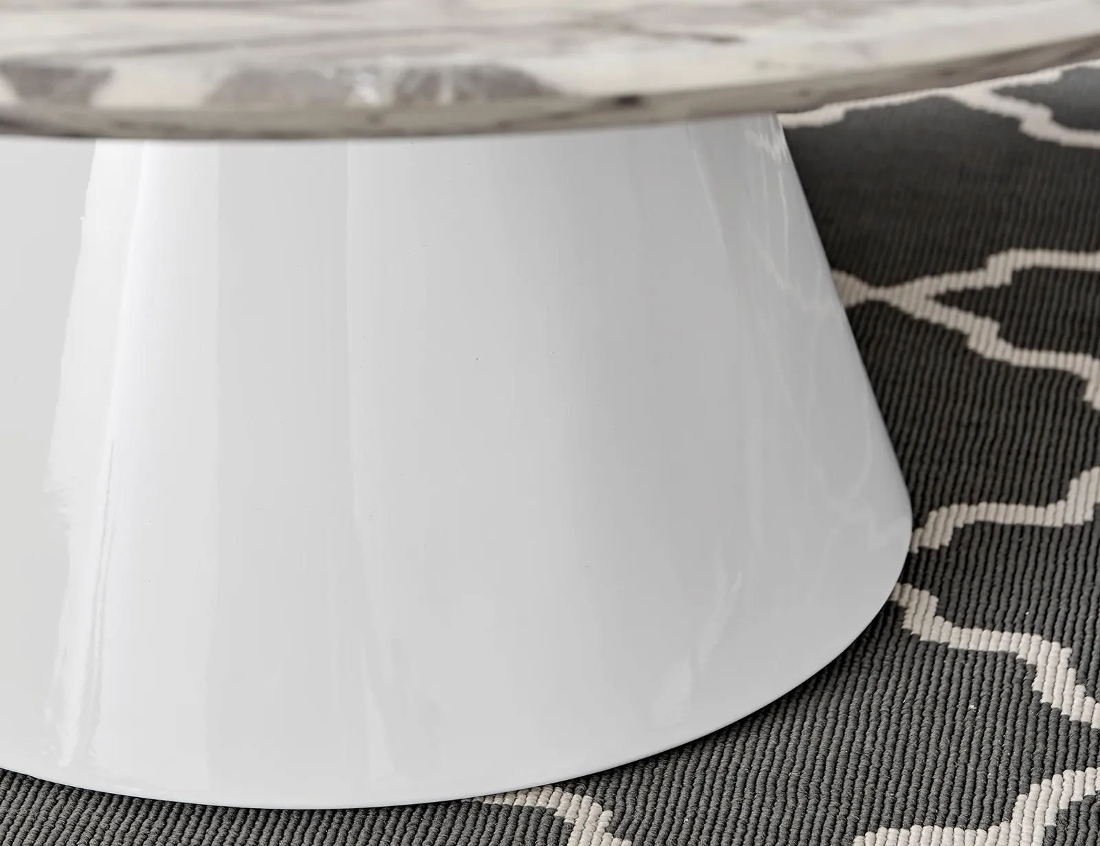 FurnitureboxUK Palma Round Coffee Table with Pedestal Pillar Base & Semi-Matte or High Gloss Finish for Modern Minimalist Industrial Look in Off-White 3