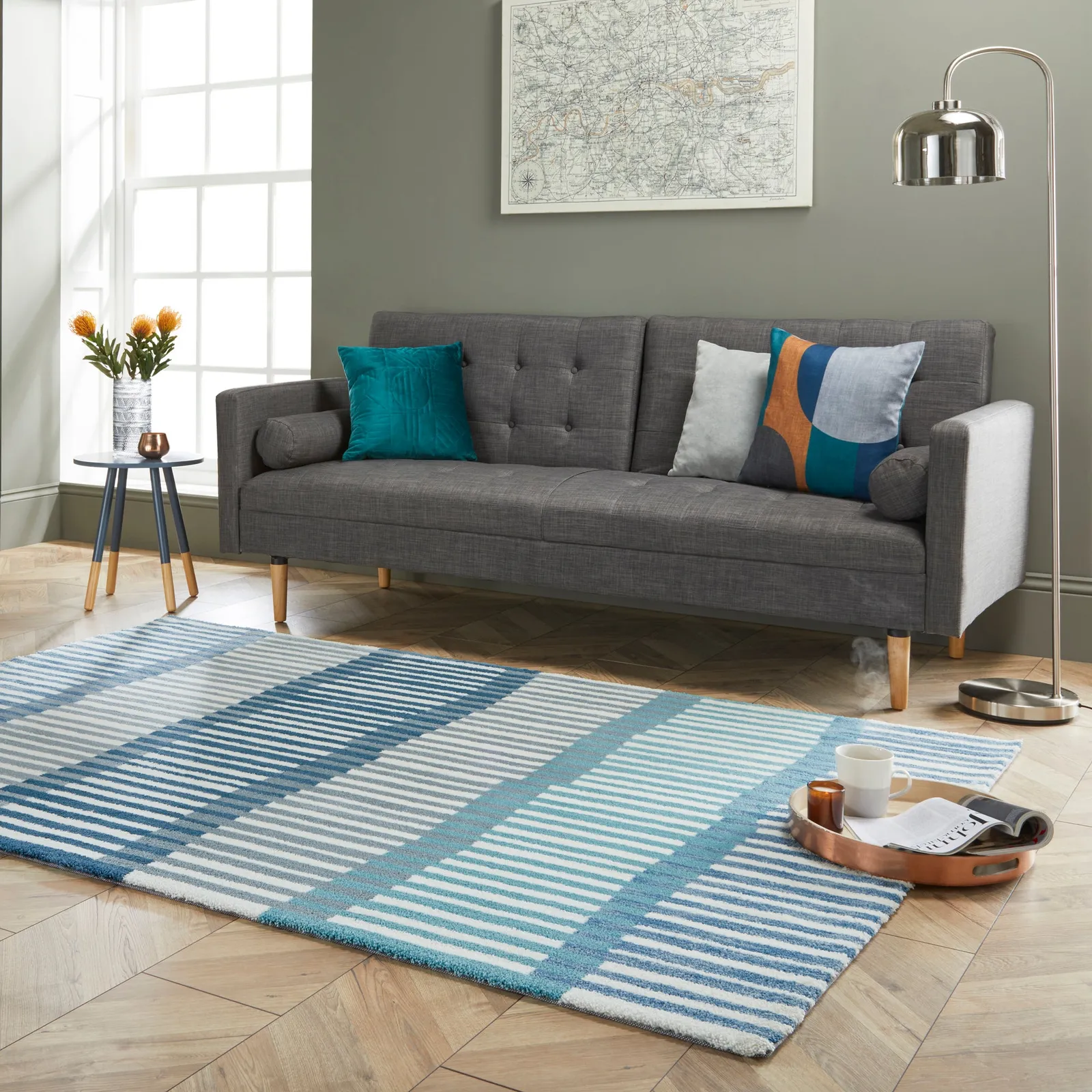 Linear Stripe Rug Linear Stripe Denim