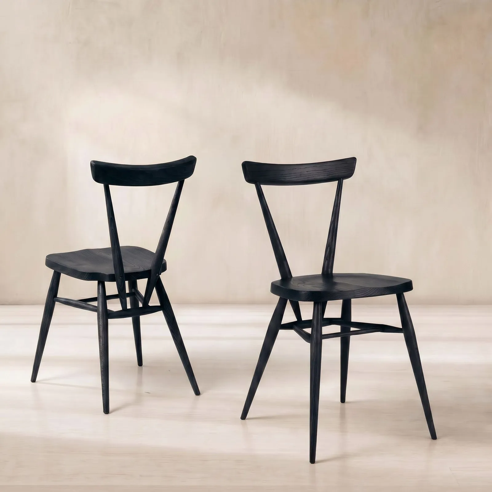 Ercol Stacking Dining Chair, Black Wood | Barker & Stonehouse