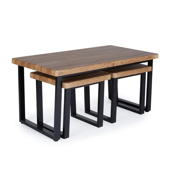 Freddie Nest Coffee Tables, Rustic Wood Effect 3