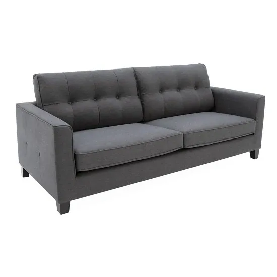 Rawls Fabric Three Seater Sofa In Charcoal With Wenge Finish Leg