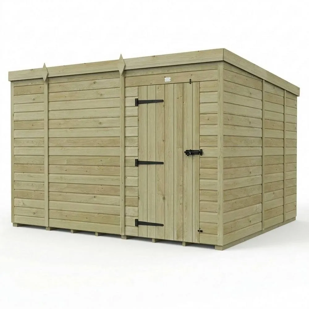 Buttercup Farm 10ft x 9ft Pent Garden Shed Single Door No Windows - Timber in Brown