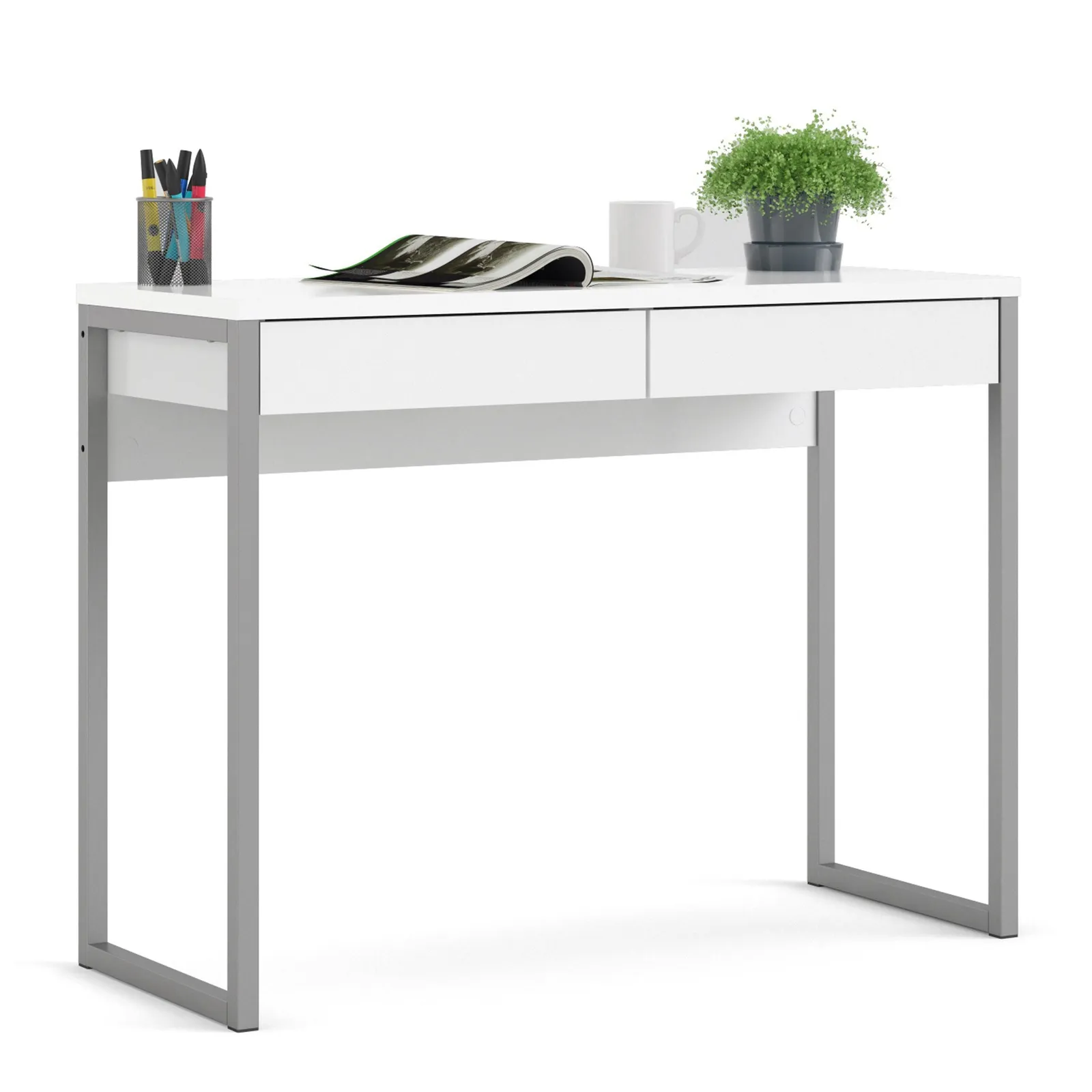 Furniture To Go Function Plus Desk 2 Drawers High Gloss in White 6