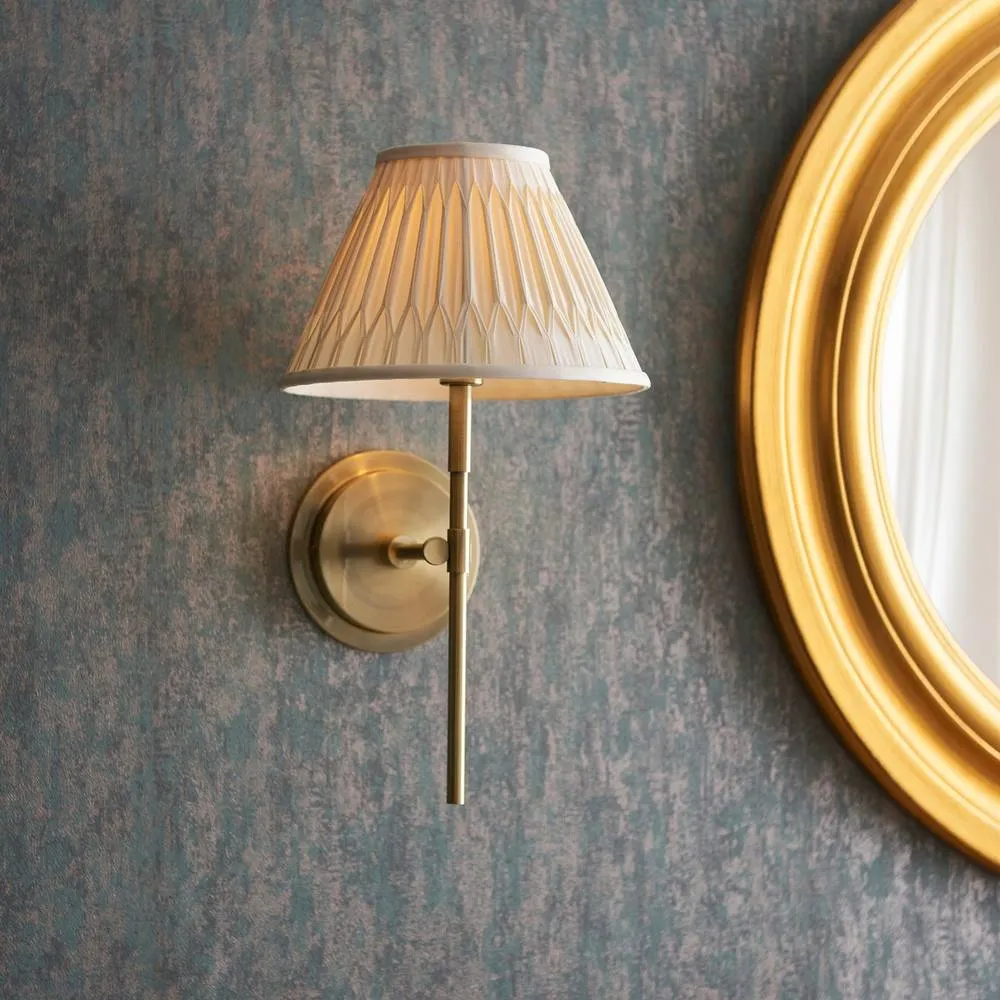 Netlighting Rennes & Chatsworth Wall Lamp Shade Brass Plate & Ivory Silk in Off-White 2