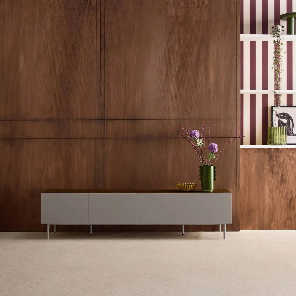 sweeek TV stand metal with wood decor 4 doors 180 cm in Grey 3