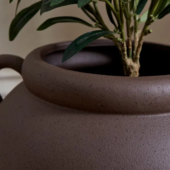 Wide Stone Vase with Handles 2