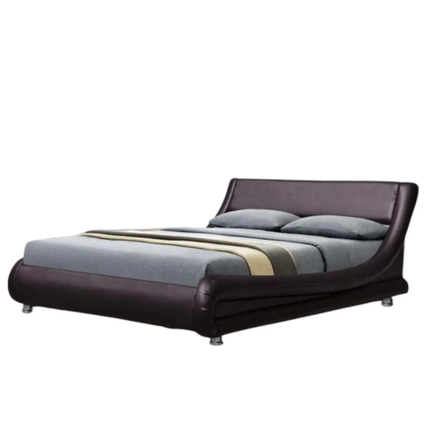 Comfy Living Ltd Italian Style Faux Leather Bedframe in Brown 2