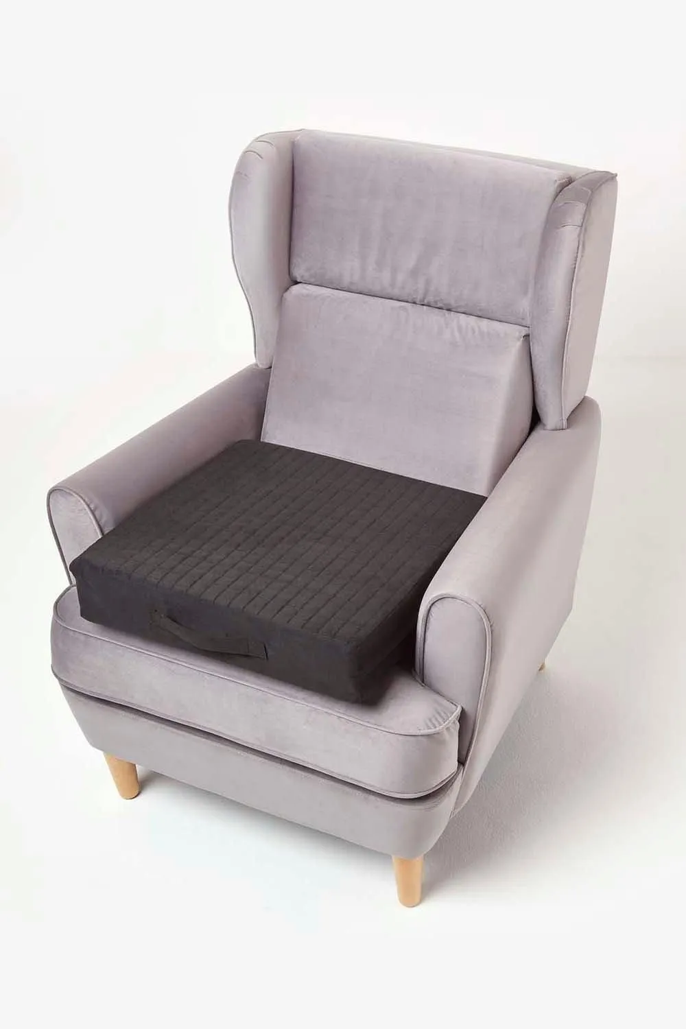 Homescapes Suede Orthopaedic Foam Armchair Booster Cushion in Black 5