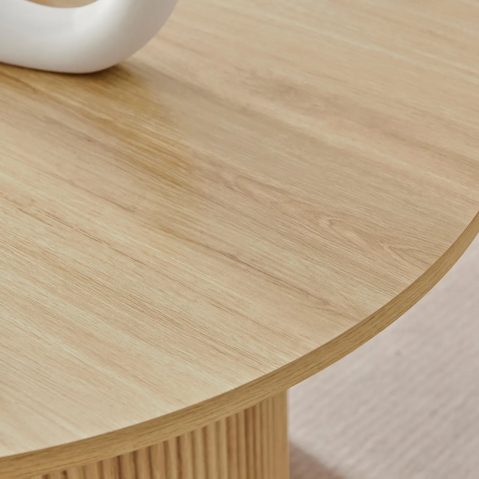 FurnitureboxUK Penrose Round Wooden Pedestal Coffee Table in Light Oak 4