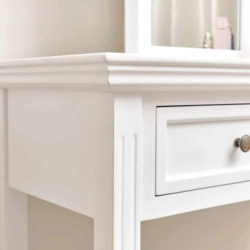 Melody Maison Large White 2 Drawer Dressing Table & Stool Set - Daventry White Range 5