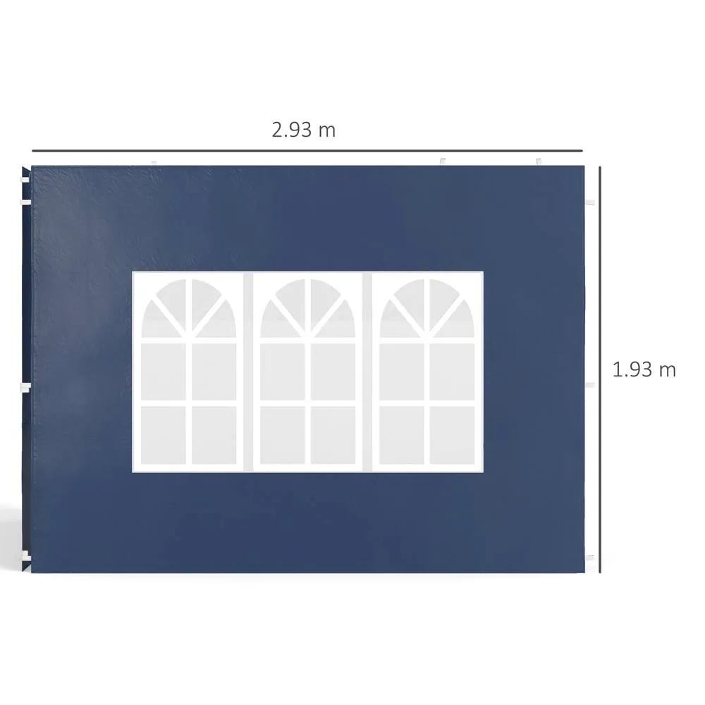 OUTSUNNY Gazebo Side Panels for 3x3(m) or 3x6m Gazebo Canopy, 2 Pack in Blue 3