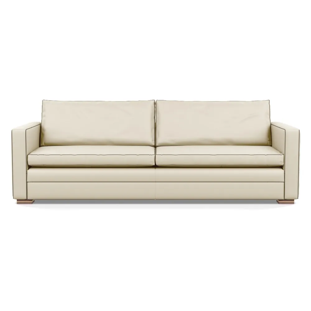 Heal's Palermo 5 Seater Sofa Leather Grain Storm 006 Brass and Walnut Feet 1
