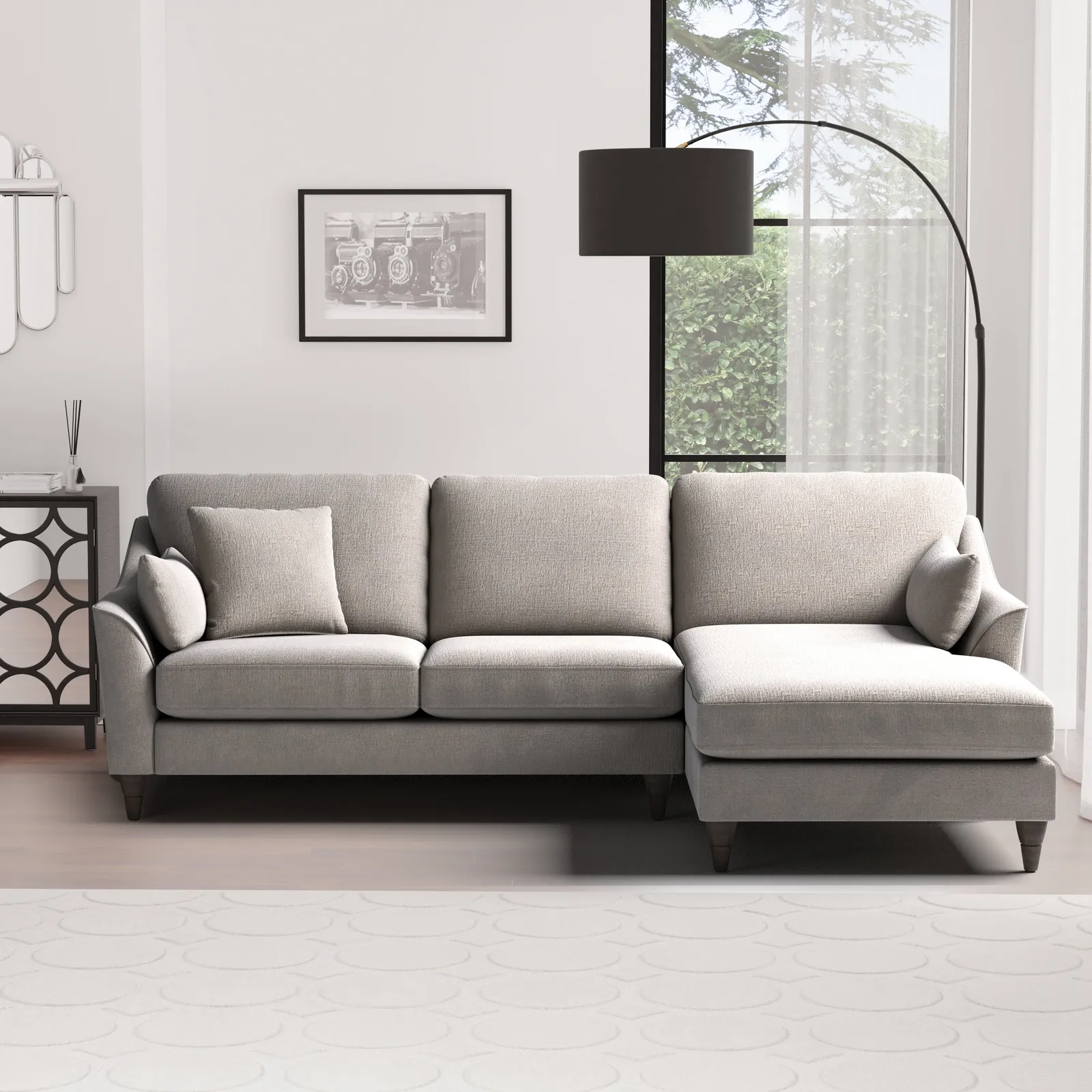 Sophia Plush Chenille Corner Sofa Chateau Grey
