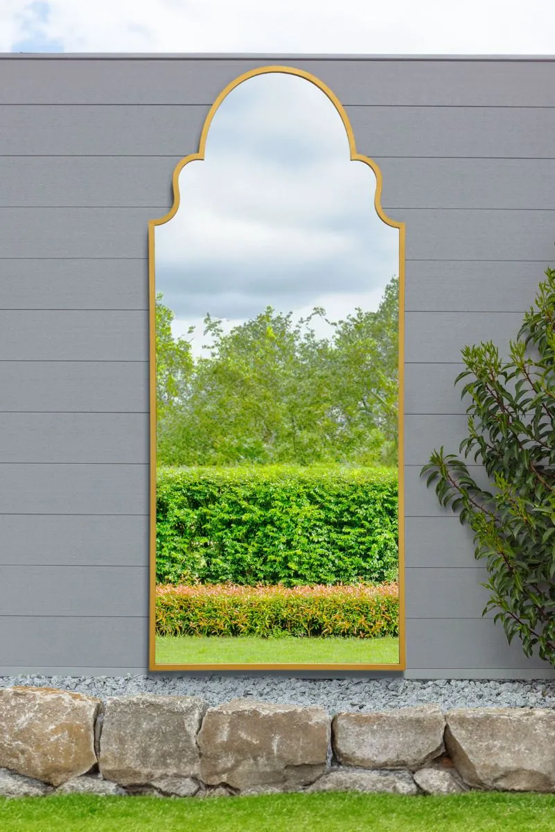 MirrorOutlet Gold Framed Arched Leaner/Wall Garden Mirror 79" x 33" (200x85CM)