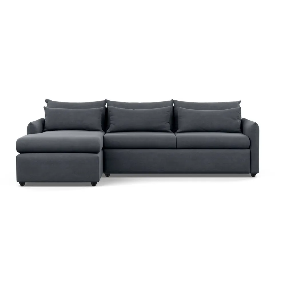 Heal's Pillow Large Left Hand Corner Chaise Linen Dark Grey Black Feet